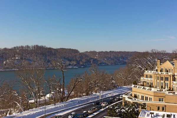 Een Winterlandschap Van Washington Met Uitzicht Rivier Potomac Verenigde Staten — Stockfoto