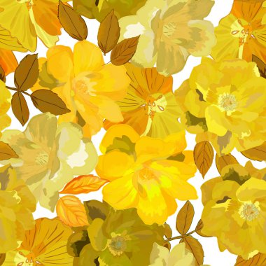 Sarı gül izole el ile soyut seamless modeli çizilmiş