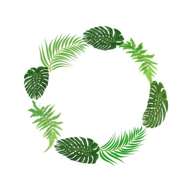 Çiçek çelenk. Güzel yaprakları ile çiçek tropikal koleksiyonu