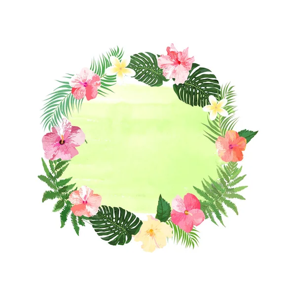 Květiny věnec. Květinové tropické kolekce s krásnou květinou — Stockový vektor