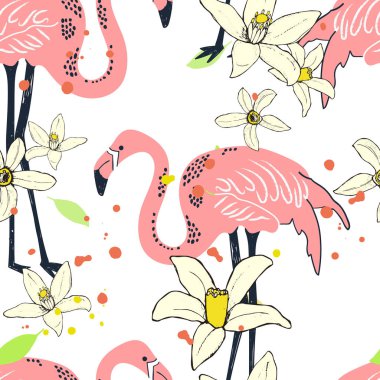 Soyut el sorunsuz hayvan arka plan boyalı. İzole kuşlar