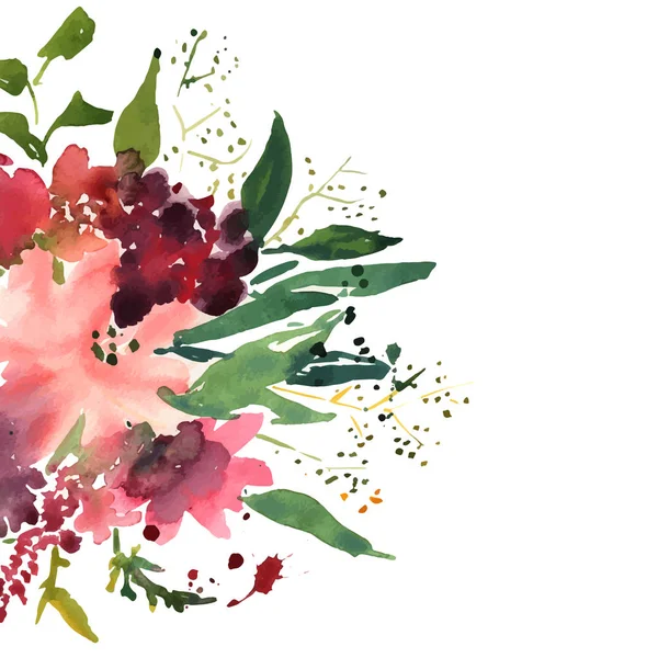 Fleurs aquarelle dans le cadre, dessinées à la main pour impression, conception de cartes . — Image vectorielle