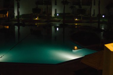 night view of the swimming pool