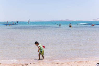 the beach on the sea in the summer
