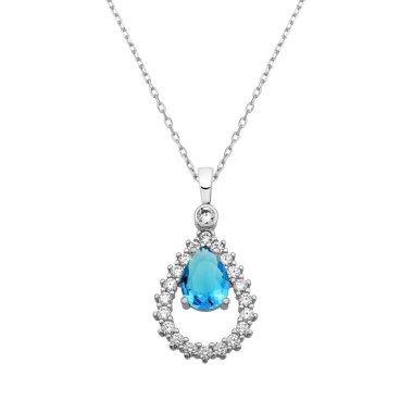 Şekil kolye zirkon ile damla ve Akuamarin gemstone bırak