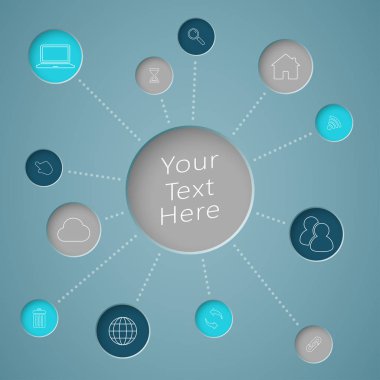 Web Simgelerine Bağlantılar ile Infographic Metin Çemberi