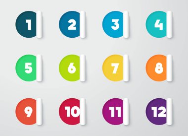 Daire Kağıt Takvim 1-12 için Sayılar ile Notlar Cut Out