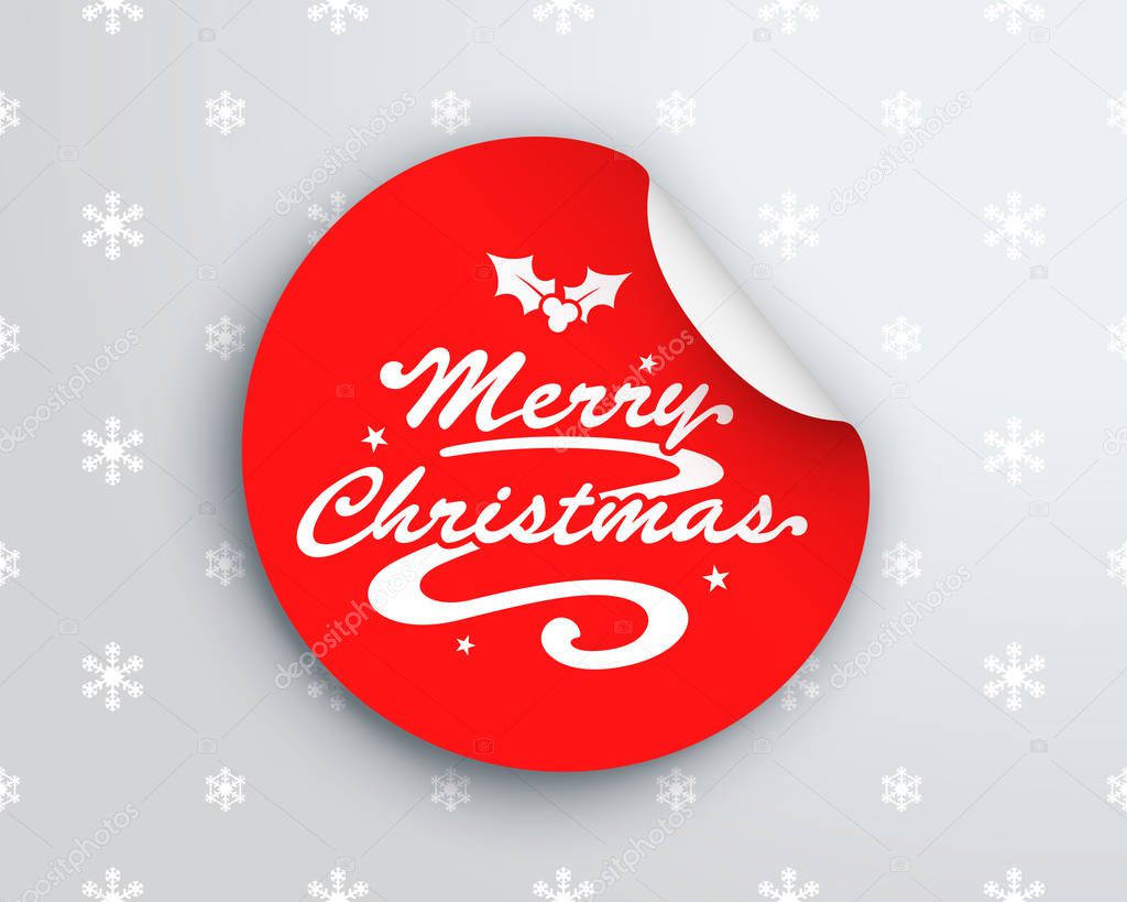 Merry Christmas Logo On Red Circle Sticker