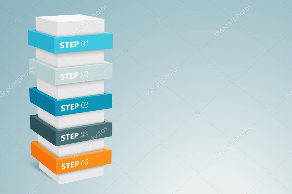 Infographic Column With 5 Steps 3