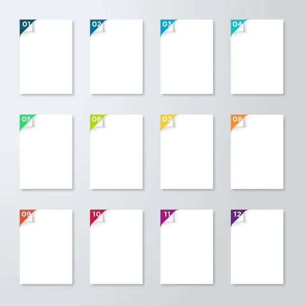 1 'den 12' ye Sayılı Adımlı Beyaz Sayfalar Arkalı