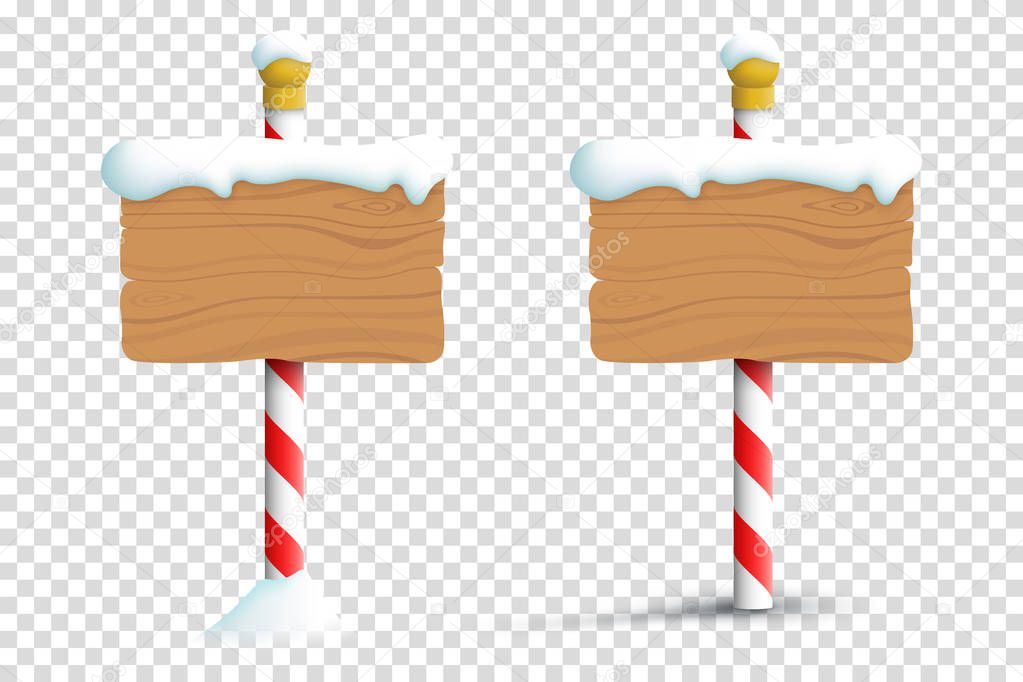Christmas Winter Snow Blank Wooden Signs On A Transparent Background