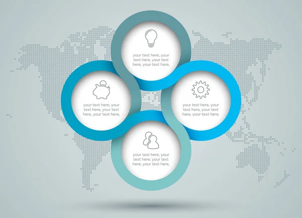 Infografía Diagrama Del Círculo Con Los Puntos Mapa Del Mundo — Archivo Imágenes Vectoriales