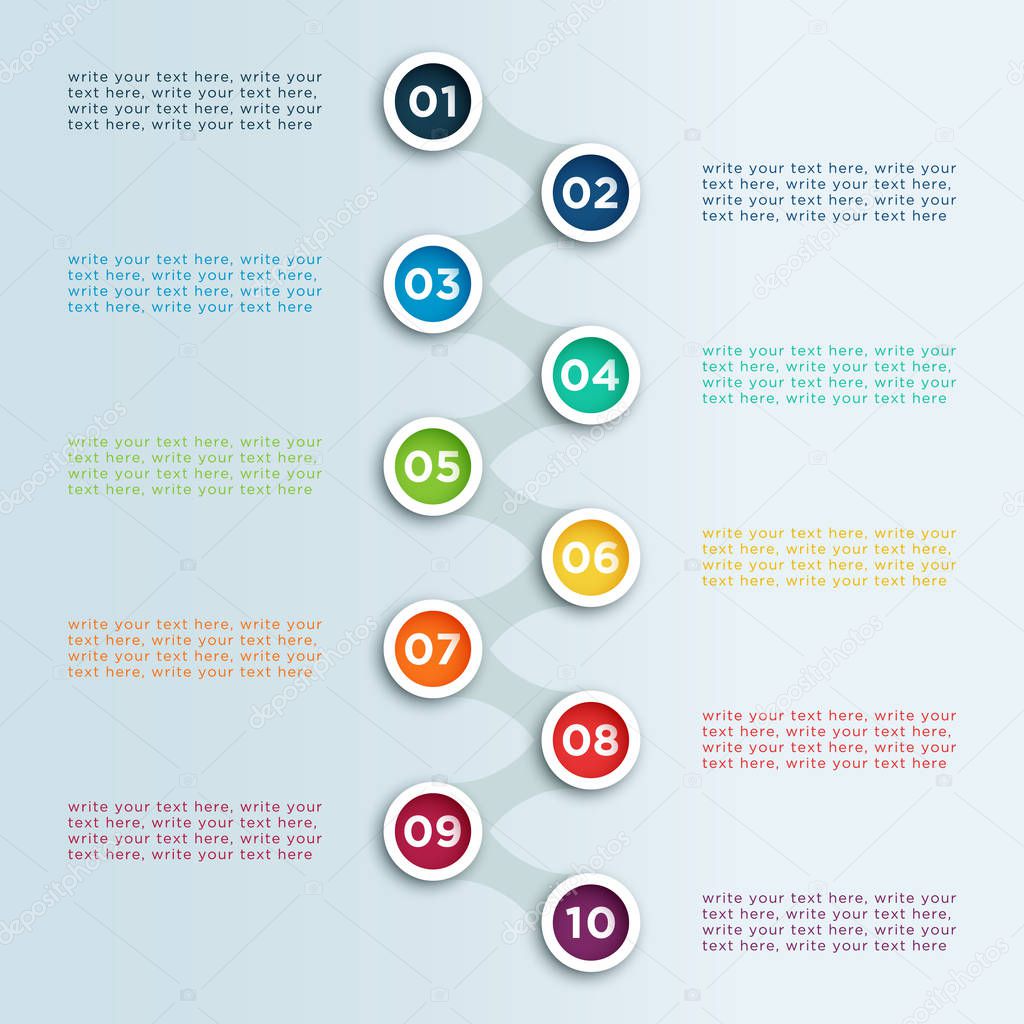 Number Linked Bullet Points In Circles Infographic Template