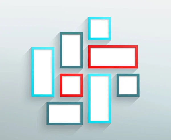Prázdné Modré Červené Rámečky Zdi Design — Stockový vektor