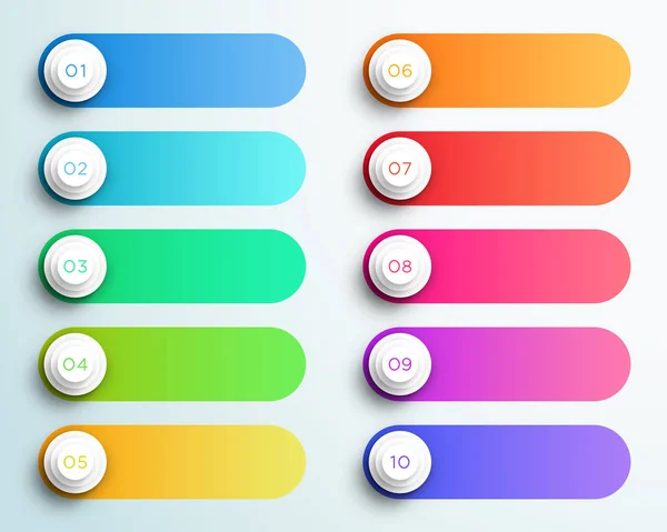 Sayı Madde İşareti Noktaları 1'den 10'a Metin Kutuları ile