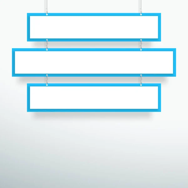 Vector Blank Blue Line Title Banners Hanging Design — Stock Vector