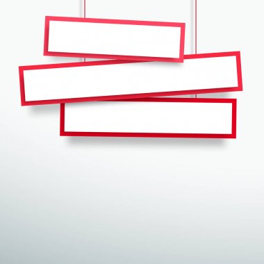 Vector 3d Blank Red 3 Line Wonky Hanging Banners clipart
