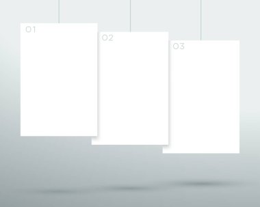 Infographic 3 Beyaz Boş Asma Metin Kutuları Vektör