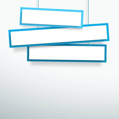 Vector 3d Blank Blue 3 Line Wonky Hanging Banners clipart