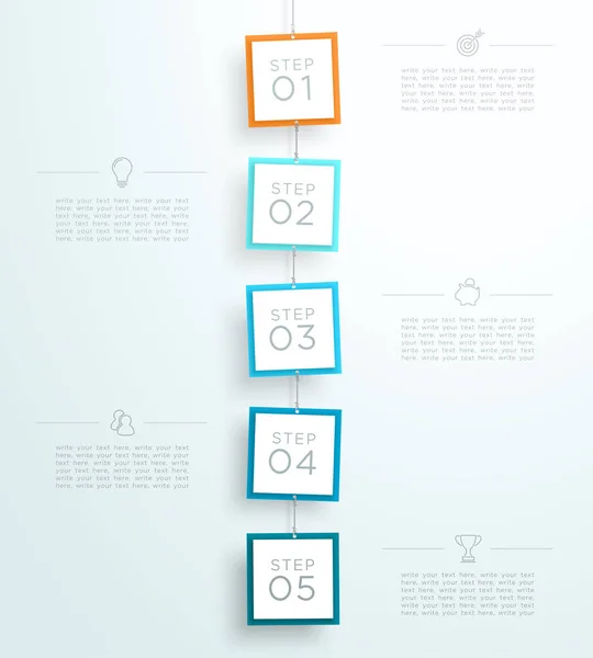 Infographie Étapes Dans Modèle Panneaux Suspendus — Image vectorielle