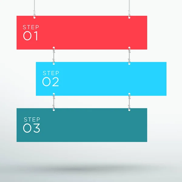 Infografica Stendardi Testo Appesi Colorati Passo — Vettoriale Stock