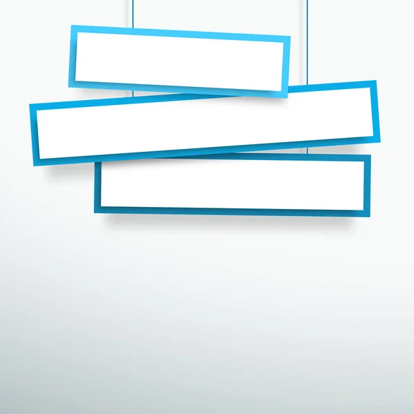 Vector Blank Blue Line Wonky Hanging Banners — Stock Vector