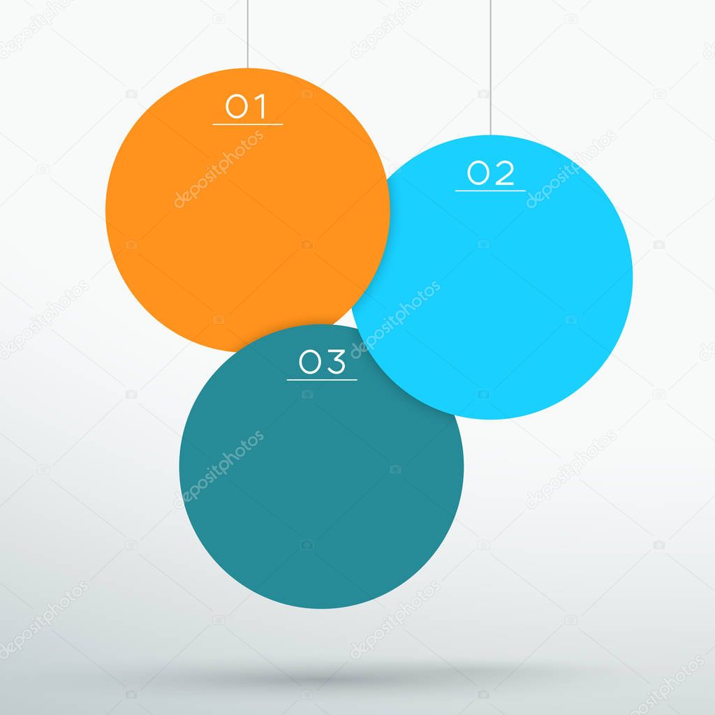 Infographic 3 Colourful 3d Hanging Text Circles Vector
