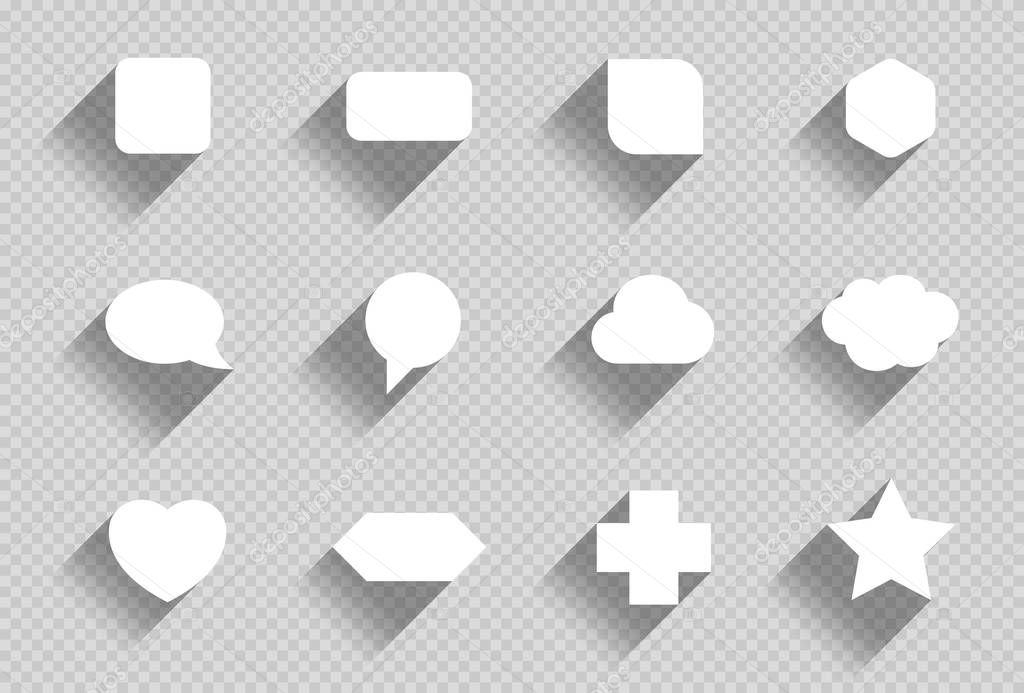 Vector Set of Flat White Shapes With Transparent Shadows B