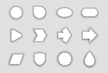 Şeffaf gölgeler A Ile beyaz şekiller vektör seti