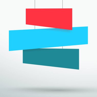 Infographic 3 renkli başlık kutuları 3D vektör asılı