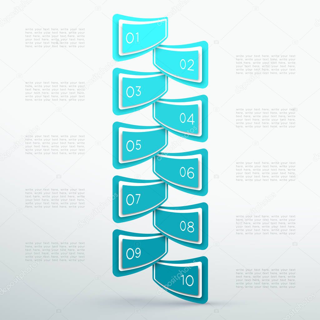 Numbered Boxes 1 to 10 Text Template Infographic B