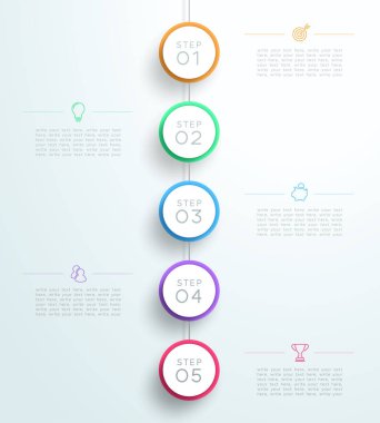 Infographic 5 3d Daire Adımlar Asma Şablon C