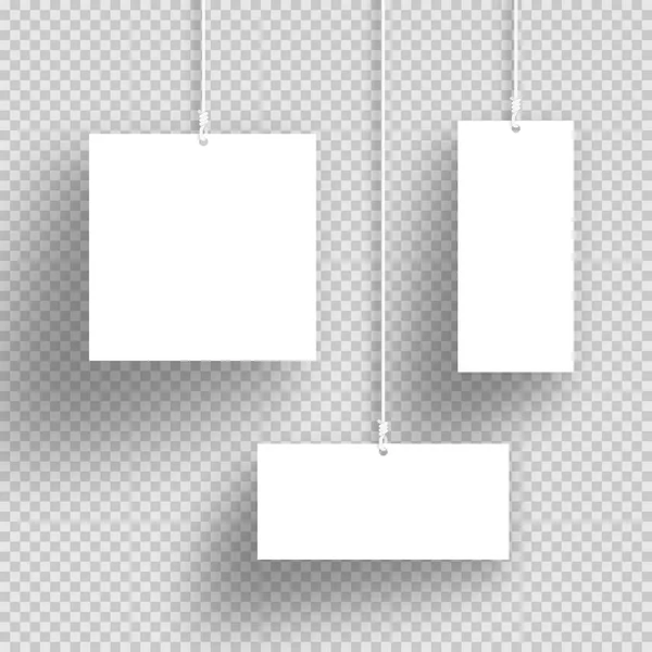 Vektör 3d Şeffaf Gölgeler ile Beyaz Asma Çerçeveler