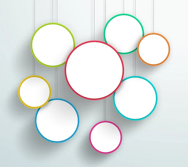 Vector Kleurrijke Cirkel Ondertekent Opknoping Design — Stockvector