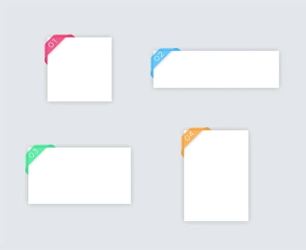 Semplici Caselle Testo Vettoriali Bianche Con Nastro — Vettoriale Stock