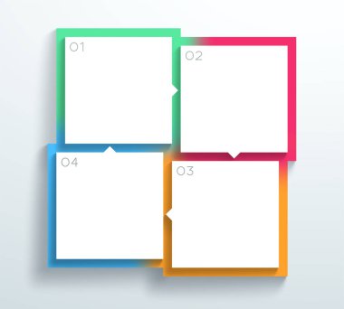 Vektör Rengi 3d Kare Metin Kutuları 1-4 Çevrim Bilgi Grafiği A