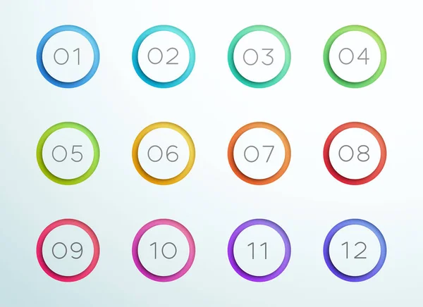 Sayı Bullet Point Cut Out Halkaları 1-12 Vektör