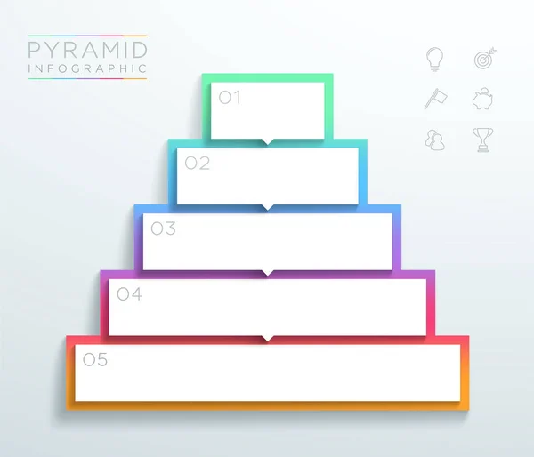 Vektör 3d Metin Kutuları 1-5 Yığılmış Piramit Infographic B