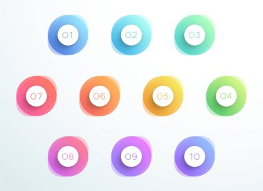 Soyut Bullet Point 3D daireler sayı 1 için 10 vektör