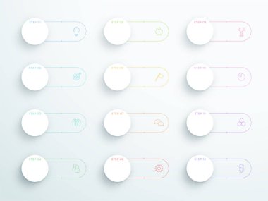 Vektör anahat 3D Circle metin afiş modern simgeler Ile