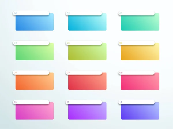 Numaralandırılmış degrade metin kutuları 1-12 vektör