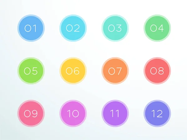 Bullet Point temizle düz Daire numarası 1, 10 ve 12 vektör