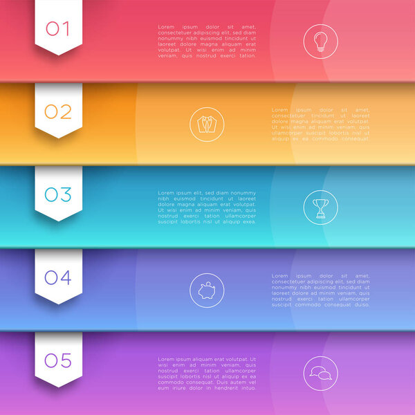 Vector 3D Colorful Text Banner Flags Number 1 to 5