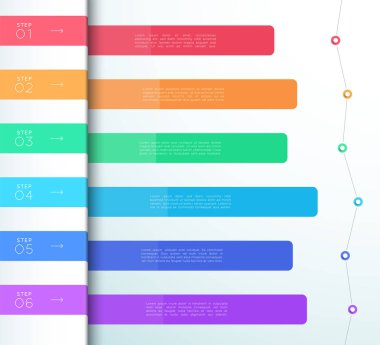Vektör Renkli 6 Adım Listesi Bilgi Grafiği Diyagramı