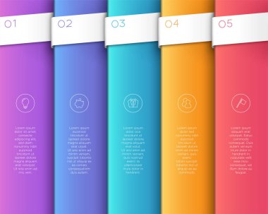 Vektör 3d Renkli Dikey Metin Afiş Adımları 1-5