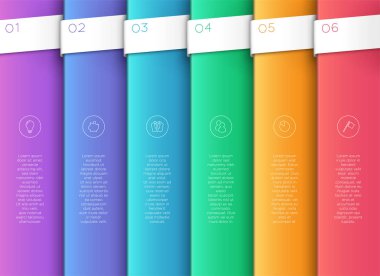 Vektör 3d Renkli Dikey Metin Afiş Adımları 1-6