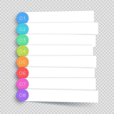 Vektör Beyaz Banner Adımlar Infographic Listesi 1-8