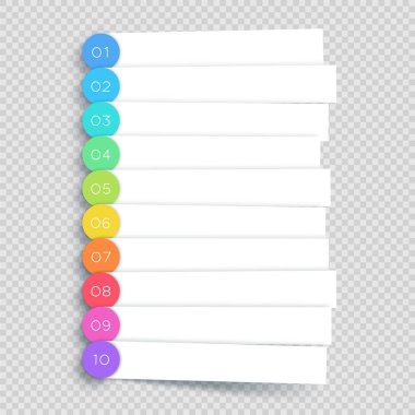 Vektör Beyaz Banner Adımlar Infografik Listesi 1-10