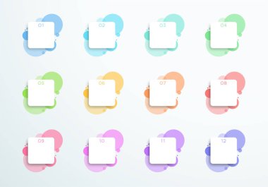 Vektör Soyut 3d Kare Metin Kutuları Sayı 1 -12