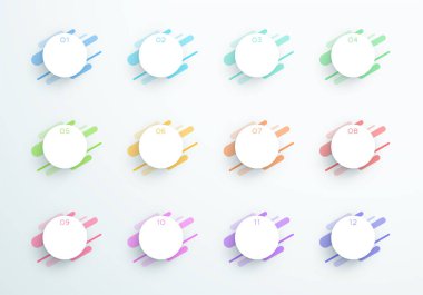 Vektör Soyut 3d Daire Metin Kutuları Sayı 1-12